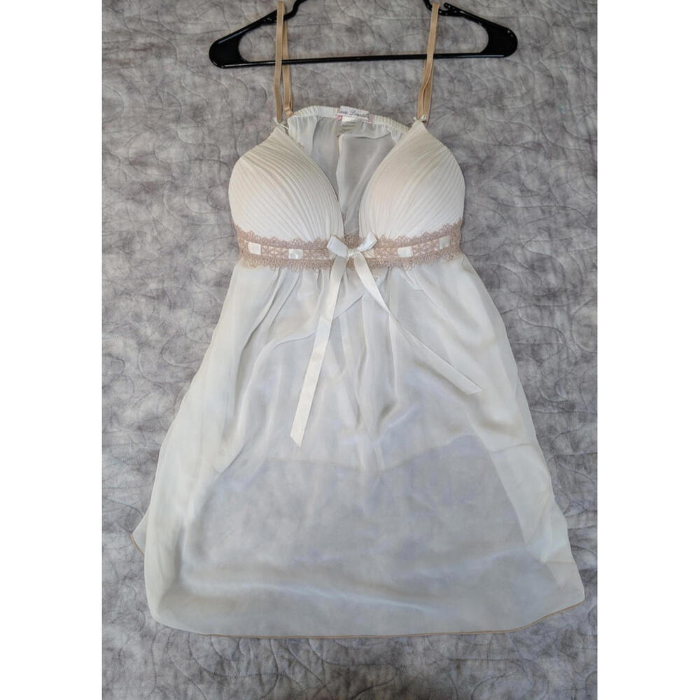 NWOT Linea Donatella Ivory Babydoll Lingerie Lace Pleated XL Bridal